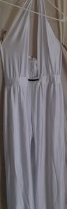 White halter top pants suit